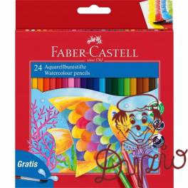 Kredki akwarelowez pędzelkiem RYBKA 24 kolory opak. kartonowe 114425 Faber-Castell Kredki akwarelowez pędzelkiem RYBKA 24 kolory opak. kartonowe 114425 Faber-Castell