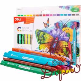 Kredki plastikowe trójkątne COLOR EMOTION 18 kolorów EC20010 DELI