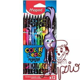 Kredki trójkątne MONSTER 12 kolorów w czarnej obudowie 862612 COLORPEPS MAPED Kredki trójkątne MONSTER 12 kolorów w czarnej obudowie 862612 COLORPEPS MAPED