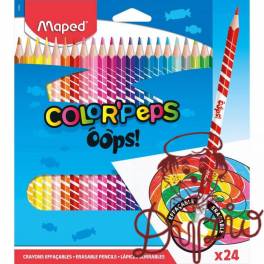 Kredki trójkątne ścieralne z gumką 24kol. OOPS 832824 COLORPEPS MAPED Kredki trójkątne ścieralne z gumką 24kol. OOPS 832824 COLORPEPS MAPED