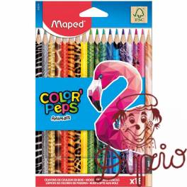 Kredki Colorpeps animals trójkątne 18 szt pud. z zaw. 832218 MAPED Kredki Colorpeps animals trójkątne 18 szt pud. z zaw. 832218 MAPED