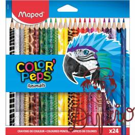 Kredki Color Peps Animals trójkątne 24 szt pud. z zaw. 832224 MAPED