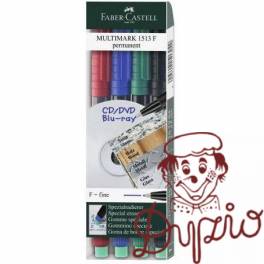 Marker permanentny F 0.6mm 4kolory 151304 FABER-CASTELL