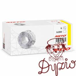 Etykiety cenowe w rolce do metkownicy jednorzędowej 22x12 mm, (6 sztuk) białe faliste, trwały klej METO M30014352 Etykiety cenowe w rolce do metkownicy jednorzędowej 22x12 mm, (6 sztuk) białe faliste, trwały klej METO M30014352