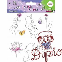 Naklejki TATUAŻE zmywalne LINEART+AQUARELLA 150x200mm HA 4261 1520-UR01 Happy Color