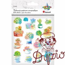 Naklejki papierowe 3D KAKTUSY 17szt. 490748 TITANUM