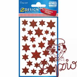 Naklejki Z-Design świąteczne - gwiazdki czerwone (błyszczące) 52277 AVERY ZWECKFORM
