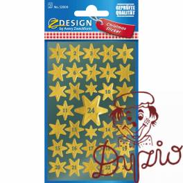 Naklejki Z-Design - złote gwiazdy z cyframi 52809 AVERY ZWECKFORM