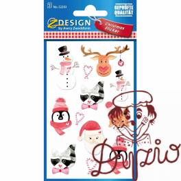 Papierowe naklejki o teksturze lnu - Świąteczne zwierzęta Z-Design 52293 AVERY ZWECKFORM Papierowe naklejki o teksturze lnu - Świąteczne zwierzęta Z-Design 52293 AVERY ZWECKFORM
