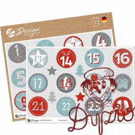 Naklejki papierowe ze srebrnymi tłoczeniami, na ark. A5 - numerki adwentowe Z-Design 54617