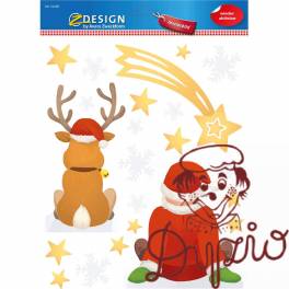 Naklejki foliowe Z-Design na okno - mikołaj i renifer 52299 AVERY ZWECKFORM