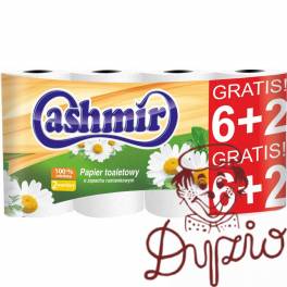 Papier toaletowy CASHMIR (6+2 rolki) rumianek 2w 100% celuloza 164852 Papier toaletowy CASHMIR (6+2 rolki) rumianek 2w 100% celuloza 164852