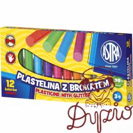 Plastelina Astra z brokatem 12 kolorów 303107001 ASTRA Plastelina Astra z brokatem 12 kolorów 303107001 ASTRA