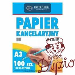 Papier kancelaryjny A3 linia (100) INTERDRUK Papier kancelaryjny A3 linia (100) INTERDRUK
