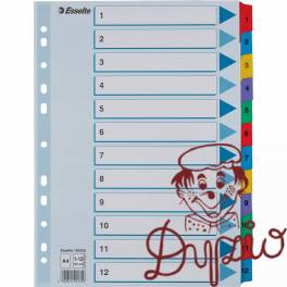 Przekładki kartonowe MYLAR A4 1-12 białe 100162 ESSELTE Przekładki kartonowe MYLAR A4 1-12 białe 100162 ESSELTE