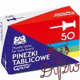 Pinezki tablicowe op-50szt. kolorowe GRAND 110-1657 Pinezki tablicowe op-50szt. kolorowe GRAND 110-1657