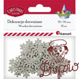 Dekoracje drewniane ŚNIEŻYNKI 30x30mm, 10szt 486034 TITANUM Dekoracje drewniane ŚNIEŻYNKI 30x30mm, 10szt 486034 TITANUM
