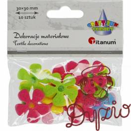 Kwiaty filcowe z pomponem 3cm (10szt.) TITANUM 388807 Kwiaty filcowe z pomponem 3cm (10szt.) TITANUM 388807