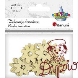 Dekoracje drewniane KWIATY 28mm 12szt. 486030 TITANUM