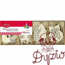 Zawieszki drewniane w drewnianym pudełku (12szt.) 413054 Zawieszki drewniane w drewnianym pudełku (12szt.) 413054