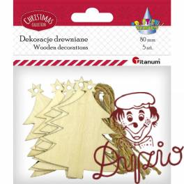 Drewniane zawieszki choinki 71x80mm + sznurek jutowy 5szt. 487300 TITANUM Drewniane zawieszki choinki 71x80mm + sznurek jutowy 5szt. 487300 TITANUM