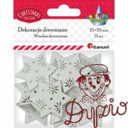 Drewniane gwiazdki ażurowe 25x29mm białe 15szt. 417644 TITANUM Drewniane gwiazdki ażurowe 25x29mm białe 15szt. 417644 TITANUM
