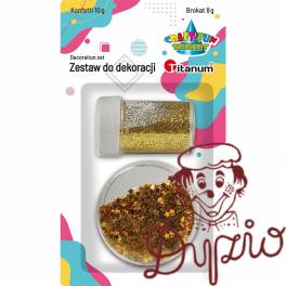 Brokat 8g i konfetti gwiazdki 10g złoty 307631 TITANUM Brokat 8g i konfetti gwiazdki 10g złoty 307631 TITANUM