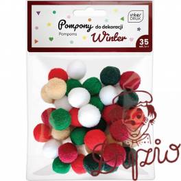 Pompony do dekoracji 35szt. WINTER INTERDRUK Pompony do dekoracji 35szt. WINTER INTERDRUK