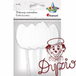 Materiałowe liście na druciku florystycznym białe 10 szt. 396468 TITANUM Materiałowe liście na druciku florystycznym białe 10 szt. 396468 TITANUM