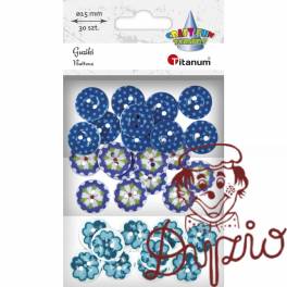 Guziki plastikowe okrągłe 15mm tonacja niebieska 30szt.462539 TITANUM Guziki plastikowe okrągłe 15mm tonacja niebieska 30szt.462539 TITANUM
