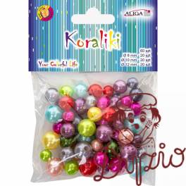 Koraliki plastikowe okrągłe mix kolorów i rozm. 60szt. PJ-7858 ALIGA Koraliki plastikowe okrągłe mix kolorów i rozm. 60szt. PJ-7858 ALIGA