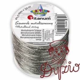 Sznurek metalizowany srebrny 1,5mm x 50m 440762 TITANUM Sznurek metalizowany srebrny 1,5mm x 50m 440762 TITANUM