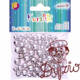 Koraliki plastikowe mix rozmiarów (60 sztuk) srebrne PJ-9470 ALIGA Koraliki plastikowe mix rozmiarów (60 sztuk) srebrne PJ-9470 ALIGA
