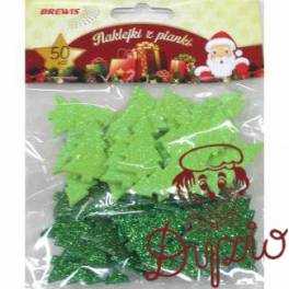 Naklejki z pianki choinki brokatowe (50 szt.) PVX09 BREWIS Naklejki z pianki choinki brokatowe (50 szt.) PVX09 BREWIS