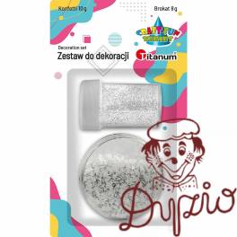 Zestaw brokat 8g i konfetti 10g biały 307633 TITANUM Zestaw brokat 8g i konfetti 10g biały 307633 TITANUM