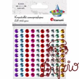 Kryształki samoprzylepne okrągłe 6mm mix kol. 100szt. 307922 TITANUM Kryształki samoprzylepne okrągłe 6mm mix kol. 100szt. 307922 TITANUM