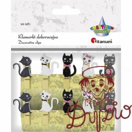 Klamerki drewniane z kotami 10 szt. 461314 TITANUM Klamerki drewniane z kotami 10 szt. 461314 TITANUM