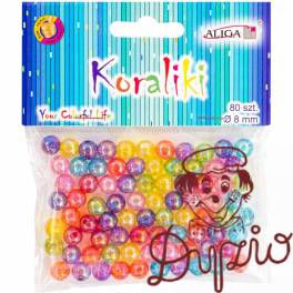 Koraliki plastikowe mix kolorów 8mm (80 szt.) PJ-0576 ALIGA Koraliki plastikowe mix kolorów 8mm (80 szt.) PJ-0576 ALIGA