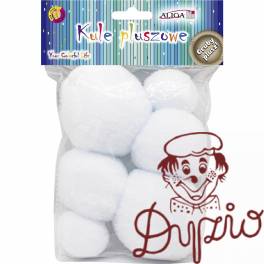 Pompony kule pluszowe białe mix rozmiarów (6 szt.) POM-3517 ALIGA Pompony kule pluszowe białe mix rozmiarów (6 szt.) POM-3517 ALIGA