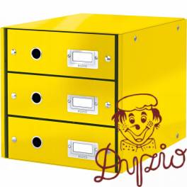 Pojemnik z 3 szufladami Leitz C&S, żółty 60480016 Pojemnik z 3 szufladami Leitz C&S, żółty 60480016