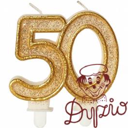 Świeczka urodzinowa złoty brokat SF-057 (50) GO PARTY Świeczka urodzinowa złoty brokat SF-057 (50) GO PARTY