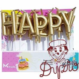 Świeczki urodzinowe złote metaliczne Happy Birthday SF-891 GO PARTY Świeczki urodzinowe złote metaliczne Happy Birthday SF-891 GO PARTY
