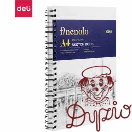 Szkicownik na spirali pionowej A4 FINENOLO 160g/m2 60k biały EC275 DELI Szkicownik na spirali pionowej A4 FINENOLO 160g/m2 60k biały EC275 DELI