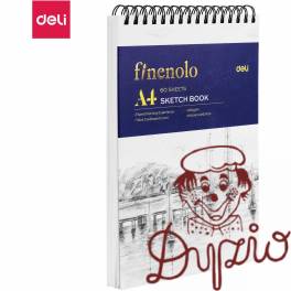Szkicownik na spirali poziomej A4 FINENOLO 160g/m2 60k biały EC276 DELI Szkicownik na spirali poziomej A4 FINENOLO 160g/m2 60k biały EC276 DELI
