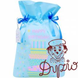 Worek upominkowy materiałowy HAPPY BIRTHDAY 30x45cm PaKaDo