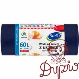 Worki na śmieci 60L z uszami wytrzymałe (20szt) granatowe (HD-LD) WNS-9725V1 STELLA Worki na śmieci 60L z uszami wytrzymałe (20szt) granatowe (HD-LD) WNS-9725V1 STELLA