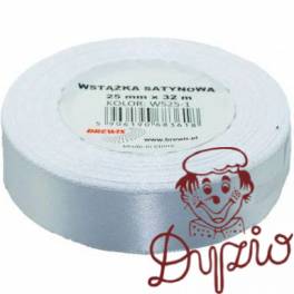 Wstążka satynowa 25mm/32m biała BREWIS Wstążka satynowa 25mm/32m biała BREWIS