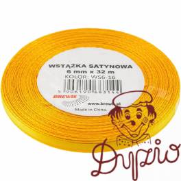 Wstążka satynowa 6mm/32m żółta BREWIS Wstążka satynowa 6mm/32m żółta BREWIS