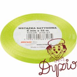 Wstążka satynowa 6mm/32m limonkowy WS6-57 BREWIS Wstążka satynowa 6mm/32m limonkowy WS6-57 BREWIS