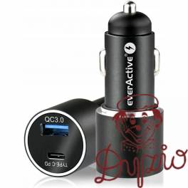 Ładowarka samochodowa 1xUSB-A 3.0 + 1xUSB-C 36W (CC-20Q) EVERACTIVE Ładowarka samochodowa 1xUSB-A 3.0 + 1xUSB-C 36W (CC-20Q) EVERACTIVE